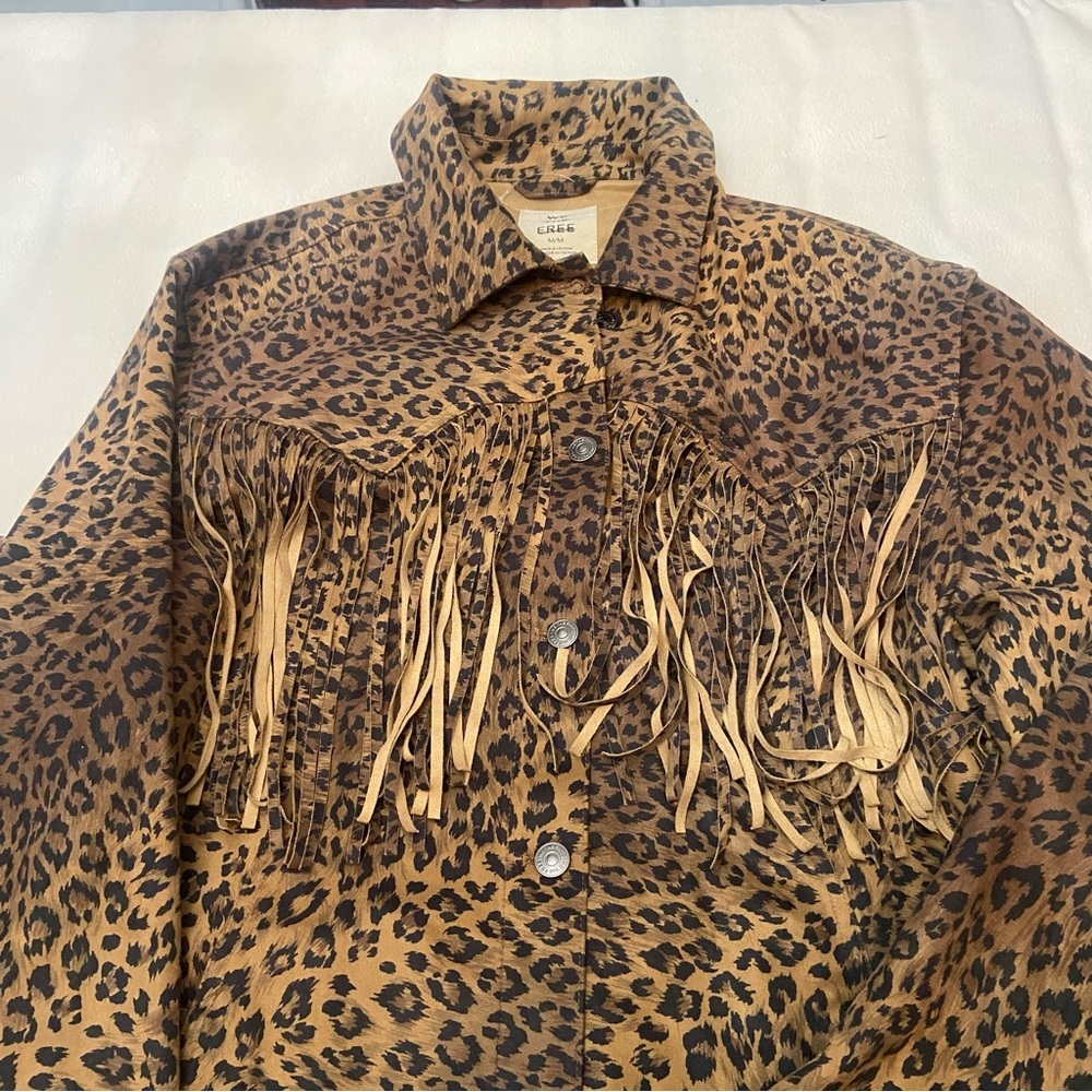 Free People Leopard Print Fringe Jacket in Brown - Picture 10 of 11